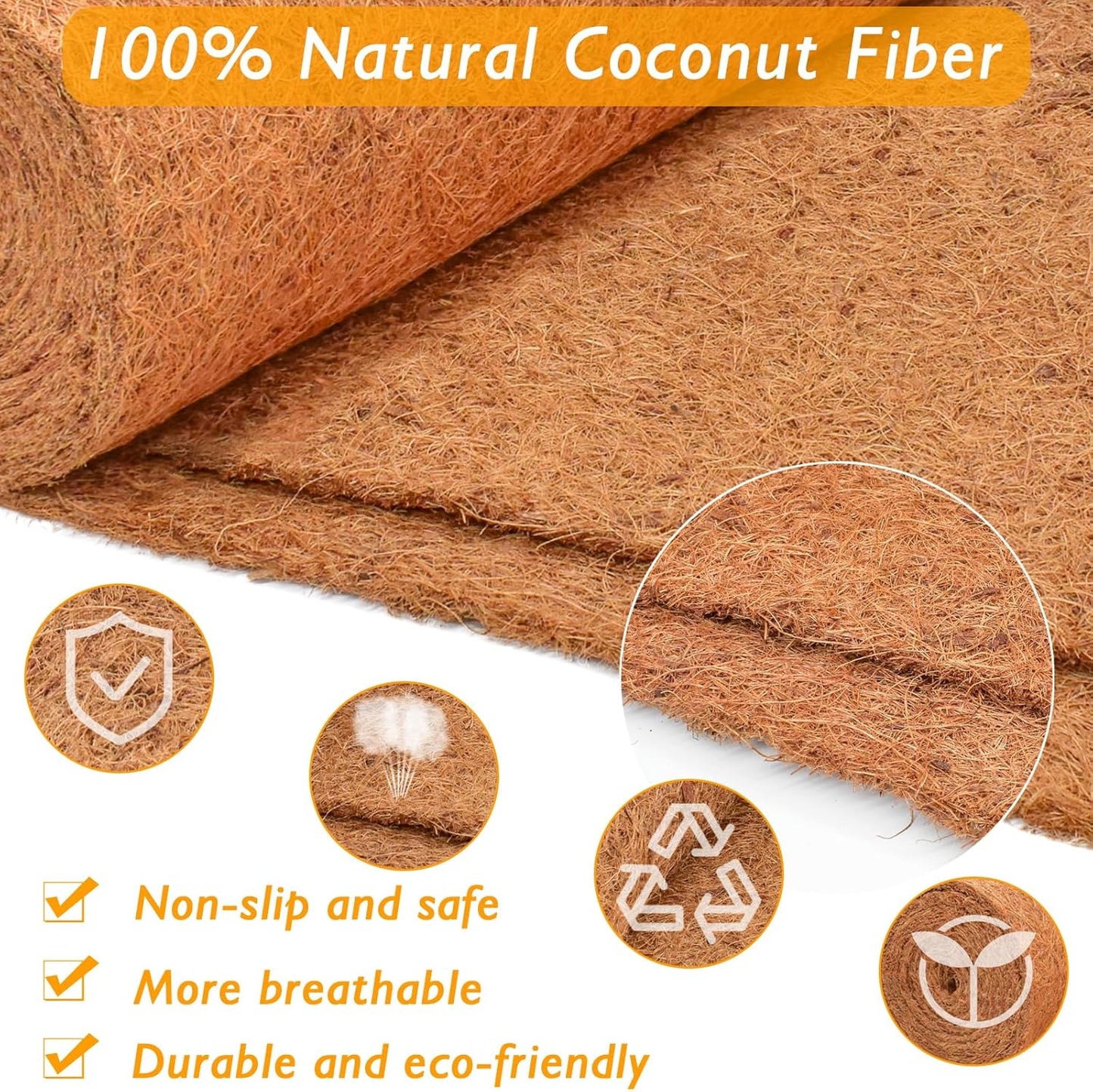 3 Pack Thickened No Slip Ice and Snow Carpet-16×118x0.28in Natural Coconut Fiber Carpet Mat Walking Safety, Winter Walkway Carpet Runner for Front Door Hallway Stairs Outdoor Patio Porch Garden