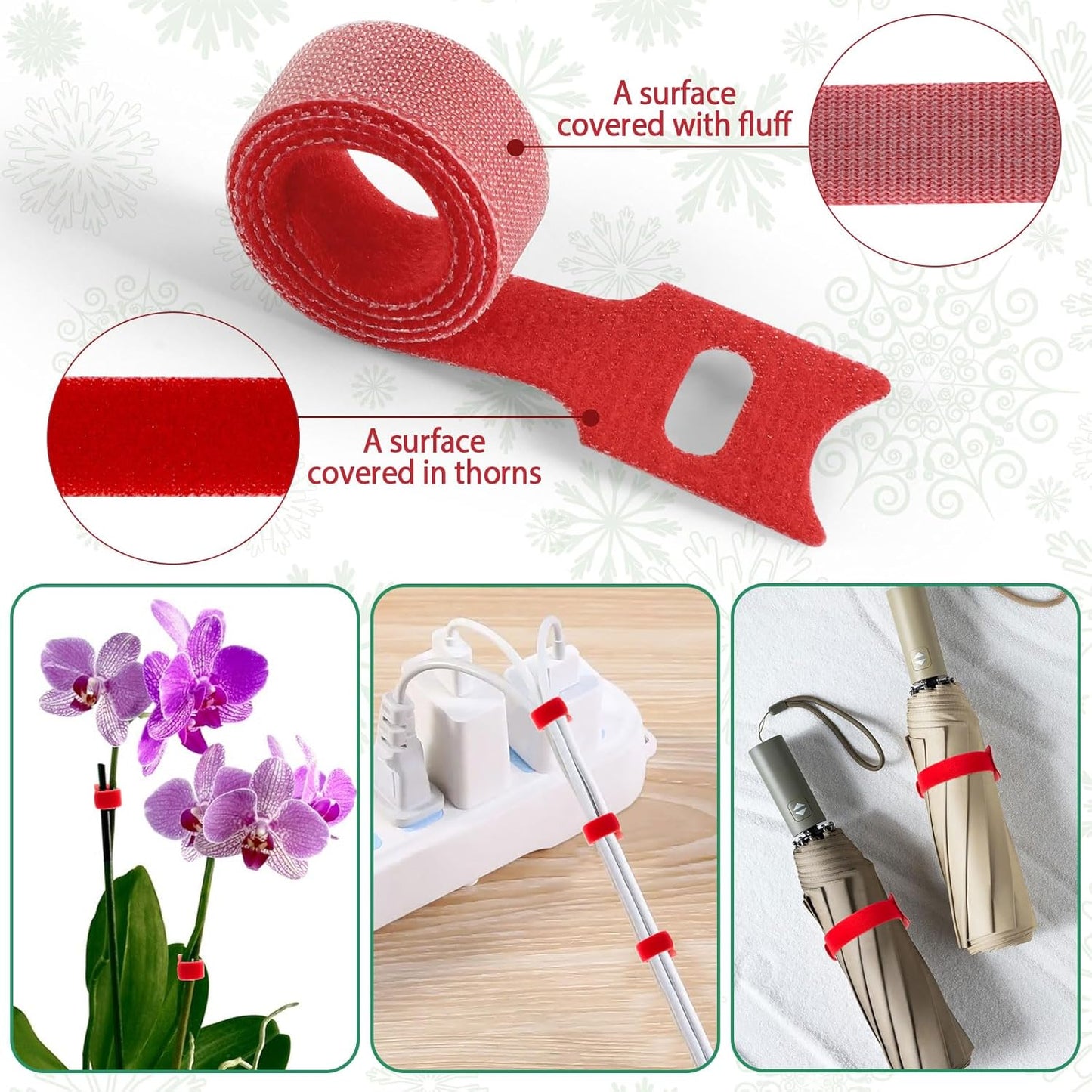 100 Pcs Christmas Garland Ties 12Inch Adjustable Holiday Garland Twist Ties for Holiday Halloween Tree Wreath Party Yard Wall Doorway Reusable Nylon Garden Cable Straps Decoration(Red)