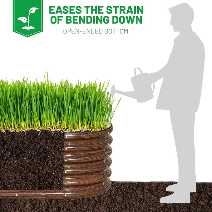 SnugNiture 4x2x1.5ft Raised Garden Bed Outdoor, 17" Tall Galvanized Metal Planter Box, Raised Garden Bed Kit for Planting Vegetables Plants Fruits, Brown