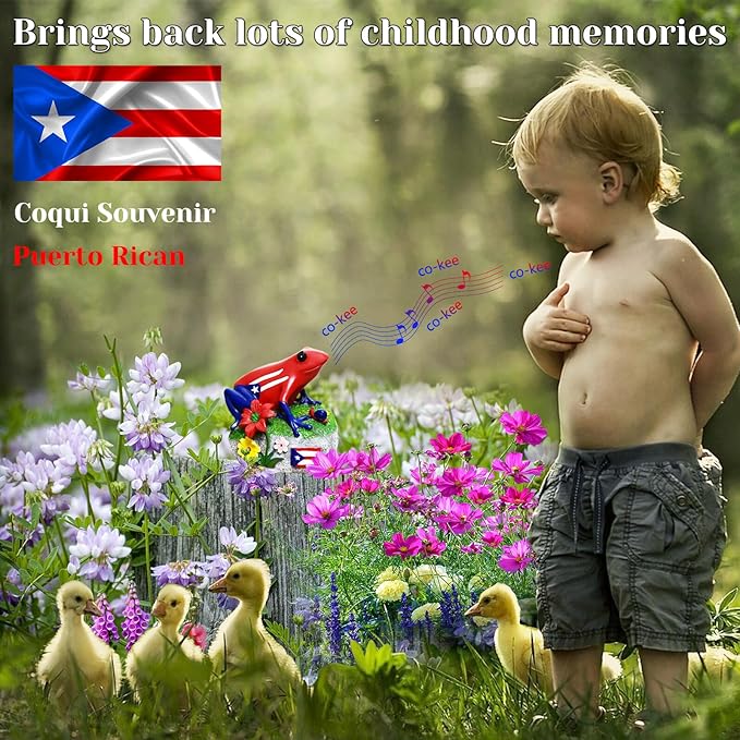 Puerto Rico Souvenirs, Puerto Rican Coqui with Sound, National Symbol of Puerto Rico Decorations Gifts, Novelty Puerto Rican Theme Sculpture Coqui Signs Frog Figurine, Battery Not Included
