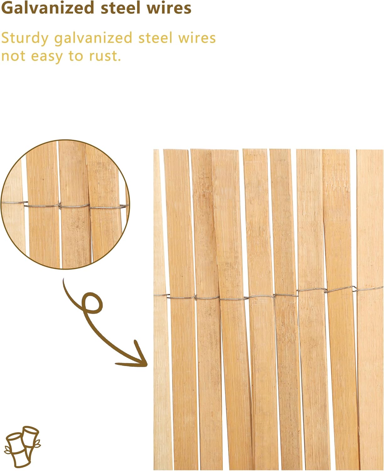 Bamboo Privacy Fence Roll 6ft x 13ft, Natural Bamboo Slat Screening Panels for Outdoor Garden, Yard, Patio, Balcony Privacy Screen