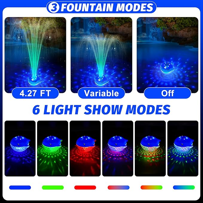 Floating Pool Fountain with Remote, Whale Pool Fountain with Lights, Rechargeable Pool Water Fountain, Above Ground Pool Fountain Waterfall, Swimming Pool Fountains for Inground Pool-1PC
