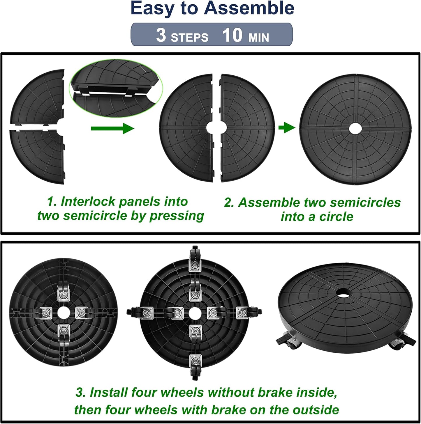 20 Inch Plant Caddy with Wheels Outdoor Indoor, Extra Large Rolling Plant Stand for 600lb Heavy Duty Flower Pots, Round Plant Rollers Lockable Potted Planter Dolly, Black