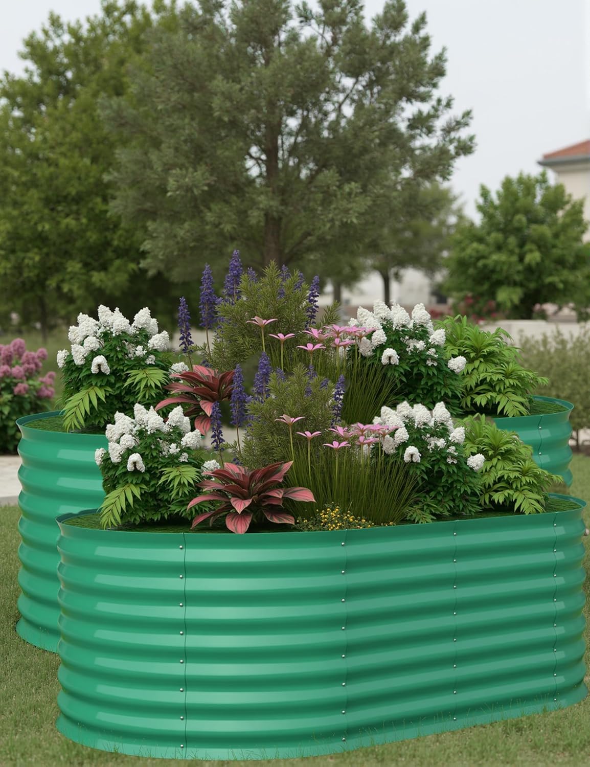 2 Pcs Raised Garden Beds Outdoor 6x3x2 ft - Galvanized Steel Planter Box for Vegetables, Flowers, Rust-Resistant Garden Box, Easy Assembly Raised Beds, Durable Planters for Outdoor Plants, Green