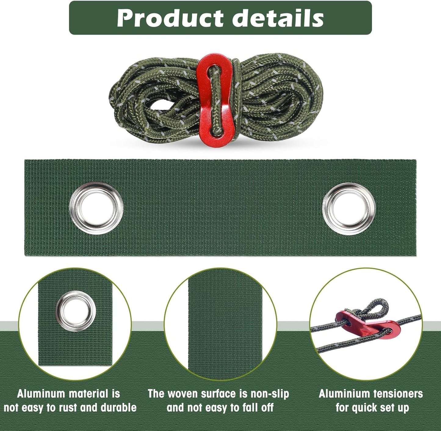 Sintuff 9 Set Heavy Duty Tree Stake Kit 5.91 Inches/ 15 cm Tree Straps for Staking and 13.12 ft/ 4 m Dock Lines Rope for Support Anchoring Home Leaning Plant Straightening Garden Tent (Green)
