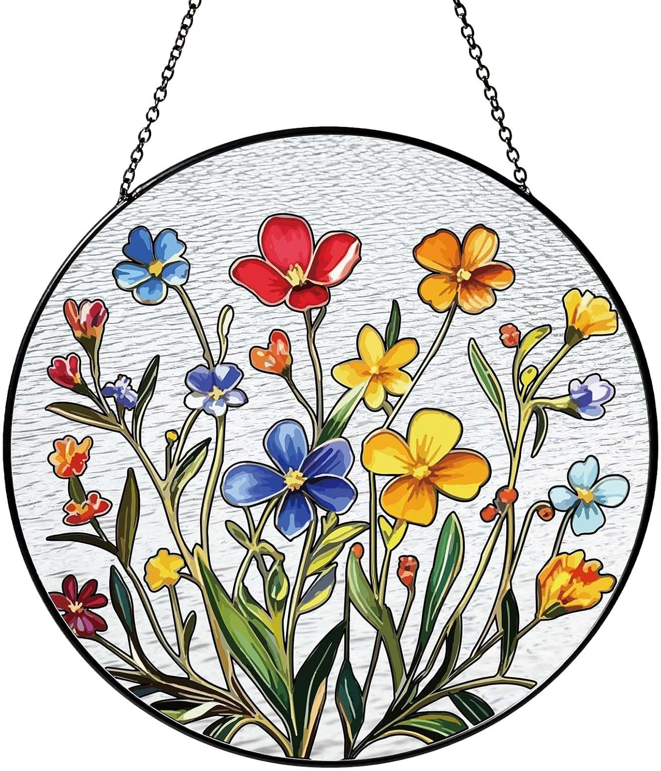 Flowers Sun Catcher Stained Glass Window Hanging Flower Decor Gifts for Women Wall Decor Handmade Sun Catcher Botanical Decoration for Home Garden Housewarming Gifts