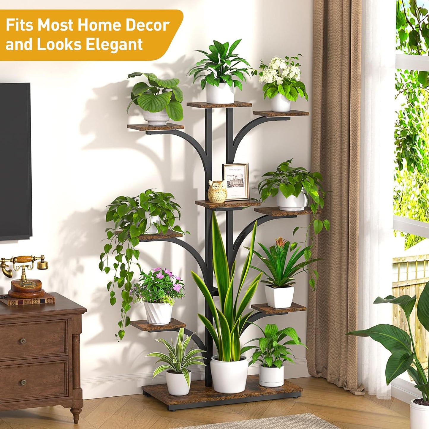 XCSOURCE Plant Stand Indoor with Grow Light, 9-Tiered Plant Shelf Display Rack Holder, Flower Stand for Multiple Plants, Living Room, Garden, Patio