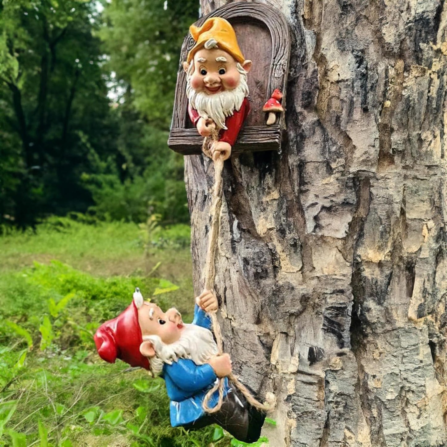 Garden Gnome Statue,Climbing Elves Sculpture,Outdoor Fairy Door Figurines,Fairy Hanging Decor,Tree Hugger Perfect for Garden Lovers Lawn, Patio,Yard Decor,Tree Peeker