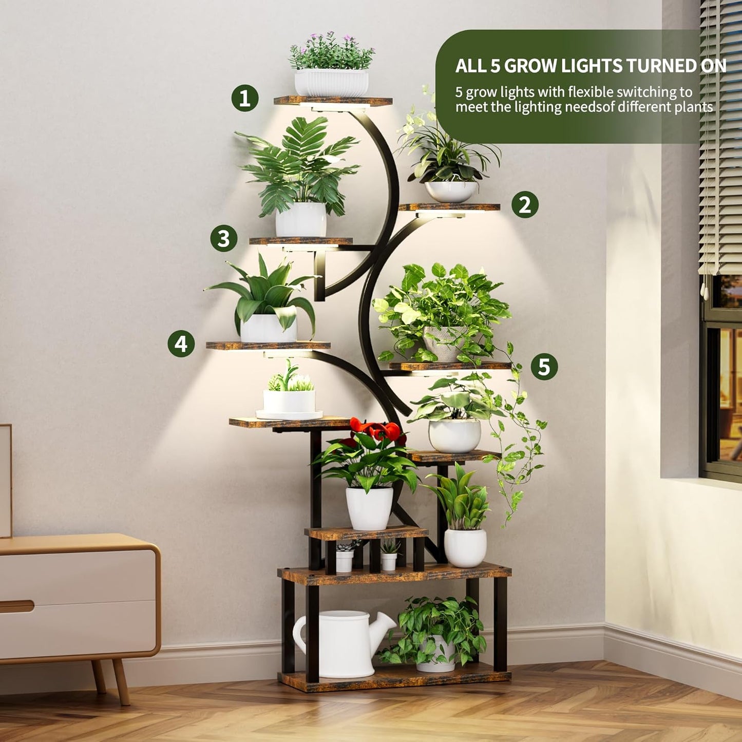 Plant Stand Indoor with Grow Lights, 10 Tiered Indoor Plant Stand, 68.5" Lighted Corner Plant Stands for Indoor Growing, Large Flower Holder for Living Room, Patio, Balcony Décor