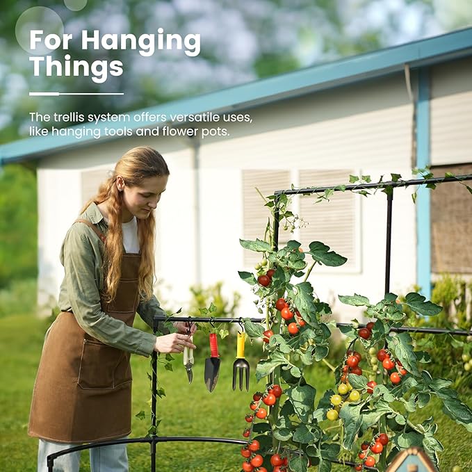 KING BIRD Raised Garden Bed with Wall Trellis Galvanized Planter Garden Box Outdoor for Gardening, Climbing Vegetables, Flowers 5.9x2.95x0.98 Ft, Silver