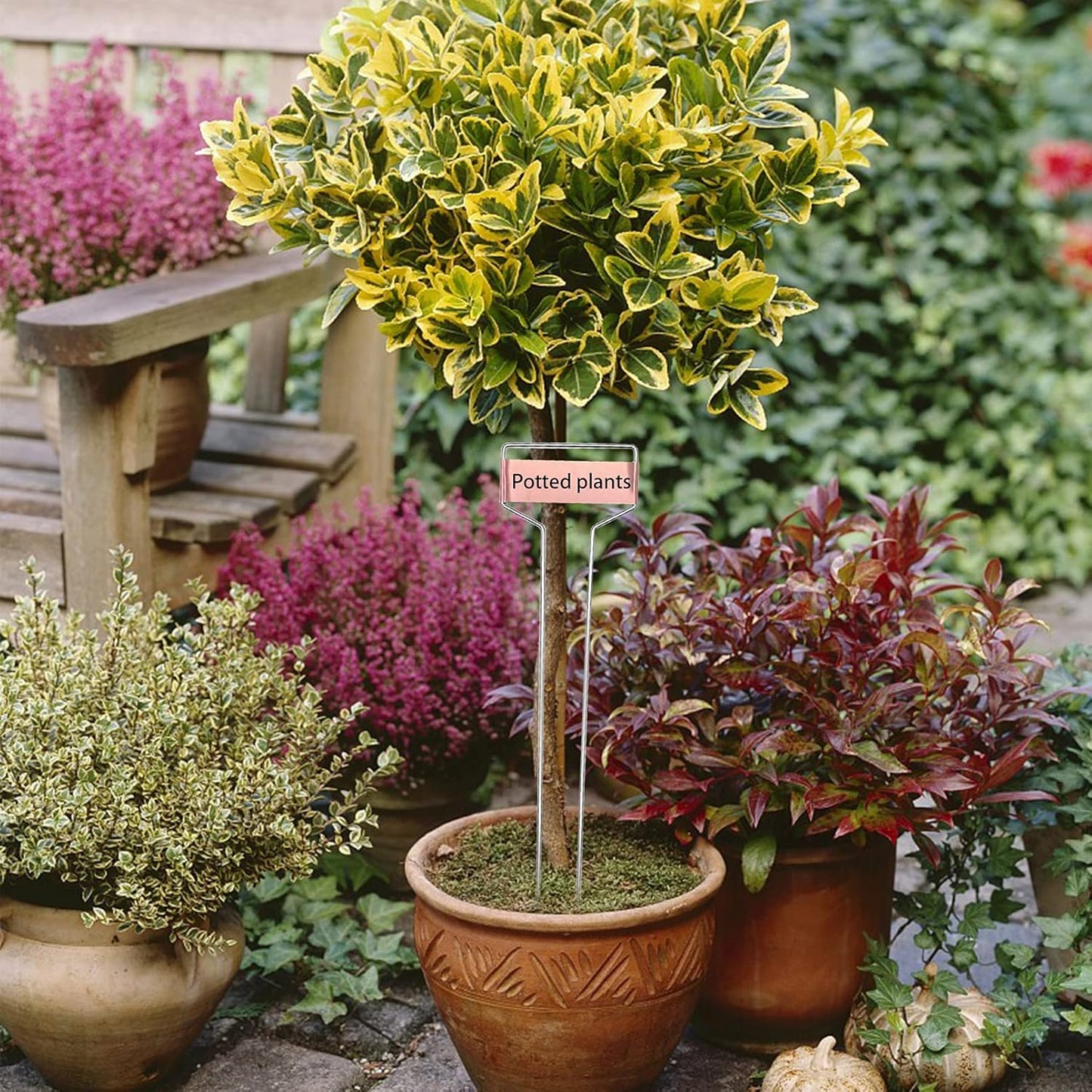 Wehhbtye 20 PCS 10 Inch Metal Plant Label Stakes-Copper Metal Plant Tags,High Copper Plate Plant Labels,Coppers Plant Tags with 1 Maker Pen for Flowers, Vegetables, Seedlings, Seed,etc