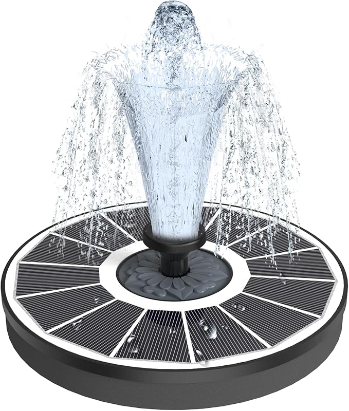 Solar Fountain Upgraded High Efficiency Glass Solar Panel, Solar Bird Bath Fountains with Flower No Battery,Solar Water Pump Fountain for Bird Bath Garden Small Ponds Outdoor Décor(White)