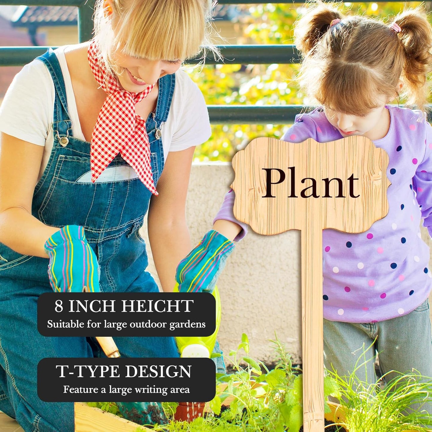 Linkidea 100pcs Brown T-Shape Wooden Plant Labels with 2 Marker Pens, Waterproof Garden Signs for Plants, Vegetables, and Seedlings