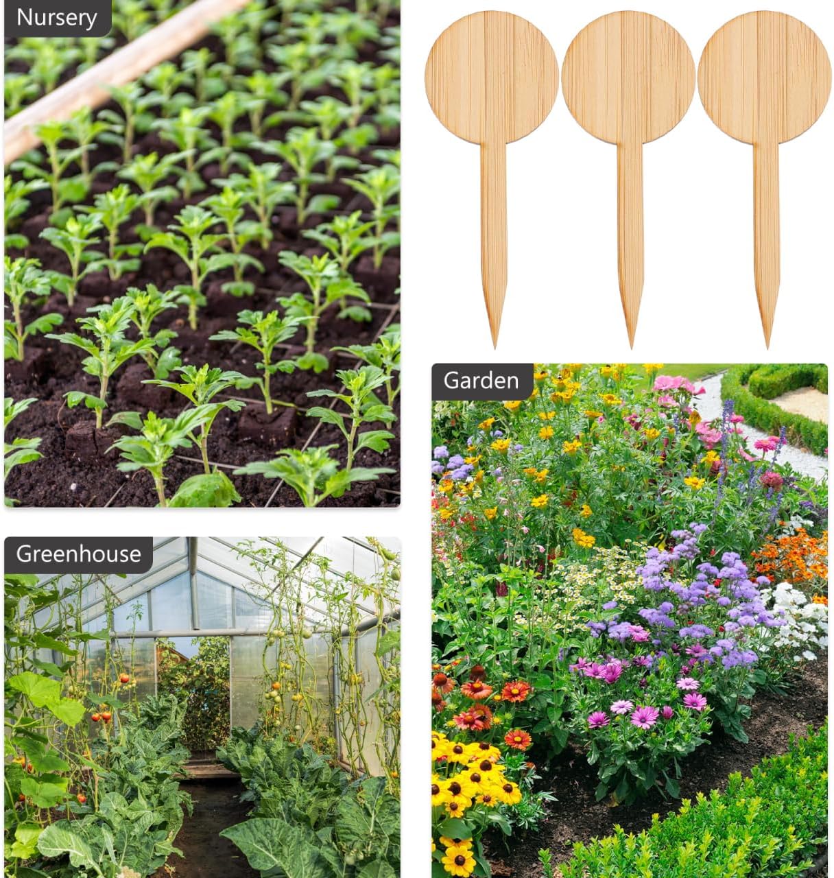 VICASKY 20Pcs Miniature Wooden Plant Labels - Round Head Garden Markers for Flowers, Herbs & Potted Plants, Indoor & Outdoor Decor (3.93 x 1.57 Inch, Wooden Sign Tags)