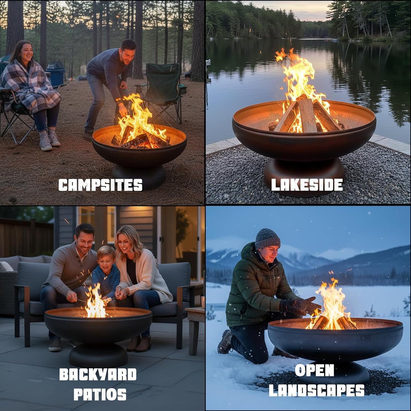 Patriot Fire Pit – Ohio Flame Wood Burning Outdoor Fire Pit - 42" Diameter (Made in USA)