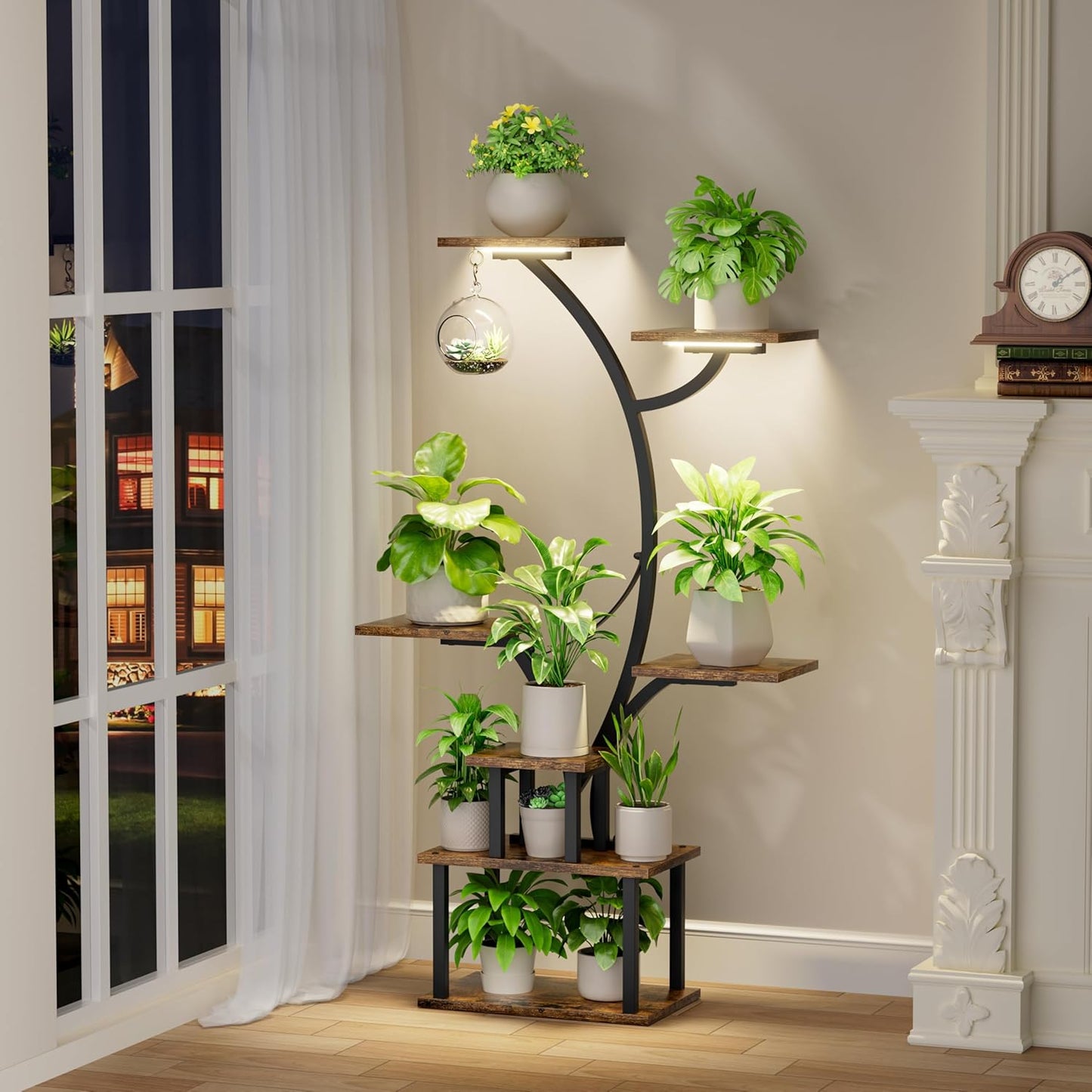 Plant Stand Indoor with Grow Light, 47" Corner Plant Stands for Indoor Plants Multiple, 7 Tiered Metal Plant Shelf Indoor Display Rack Holder, Flower Stand for Living Room, Balcony, Garden, Patio