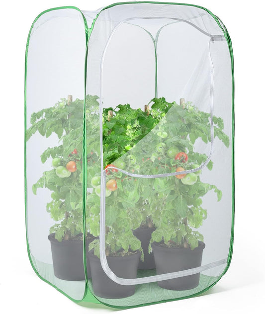 36" Outdoor Mesh Plant Enclosure, Plant Cover for Pests, Bird and Pest Protection Guard for Fruit, Vegetables, Flowers and Herbs Pop-Up Cage 24 x 24 x 36 Inches