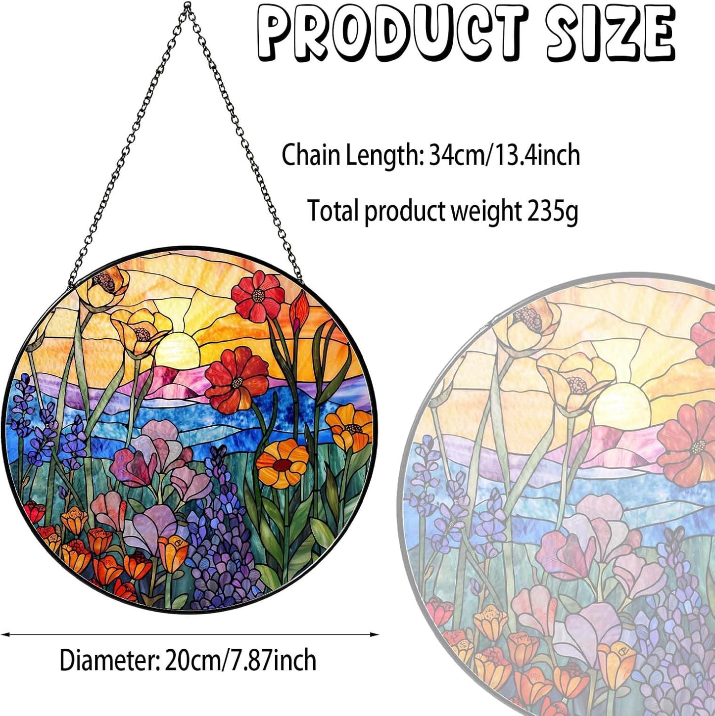 Wildflowers Sun Catcher Stained Glass Window Hanging Plant Lover Gifts for Women Wildflowers Wall Decor Handmade Sun Catcher Decoration for Window Garden Home Christmas & Birthday Gifts