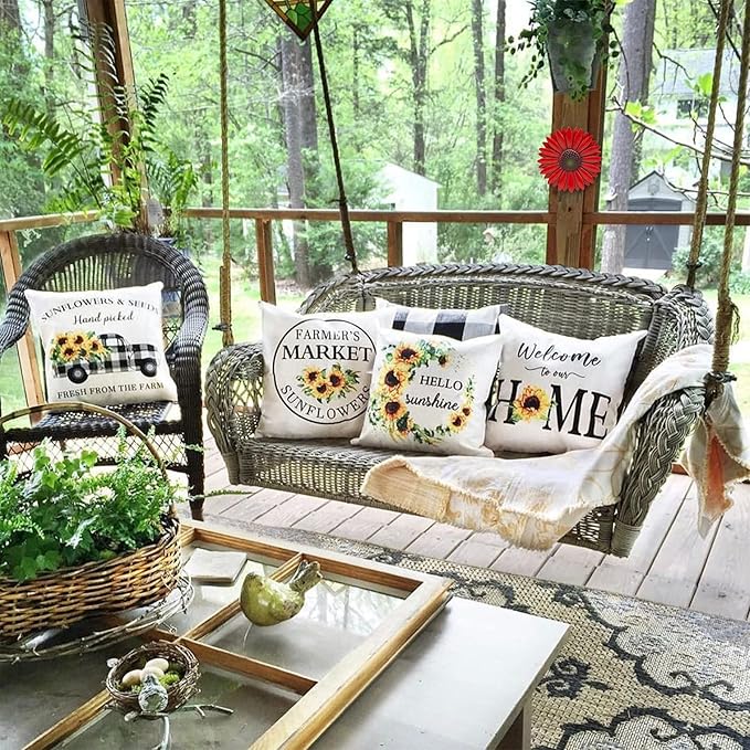 EASICUTI Red Sunflower Metal Flowers Wall Decor Metal Wall Art Decorations Hanging for Indoor Outdoor Home Bathroom Kitchen Room Bedroom Living Room Garden Patio Porch 6 Inch