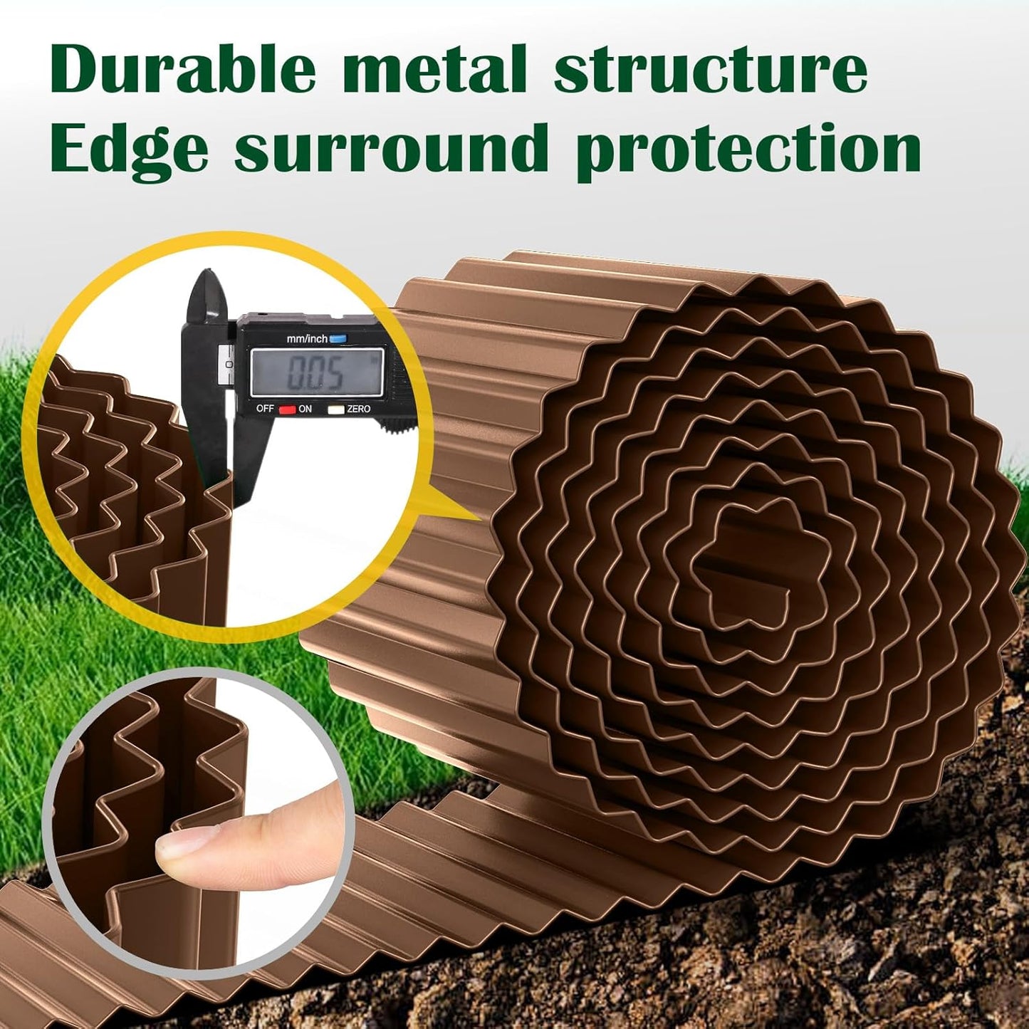 LAVEVE Corrugated Metal Garden Edging 4" x 10Ft, Landscape Edging Border for Lawn, Flower Bed, Garden Fence, Paver Edging (Coffee)