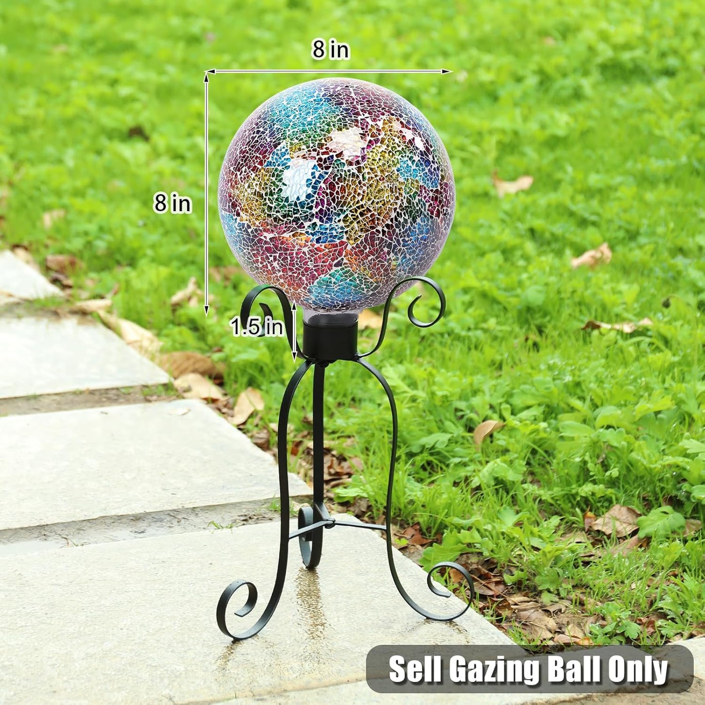 VCUTEKA Gazing Ball, 8" Glass Gazing Balls Sphere for Garden Lawn Outdoor Ornament Yard Decorative