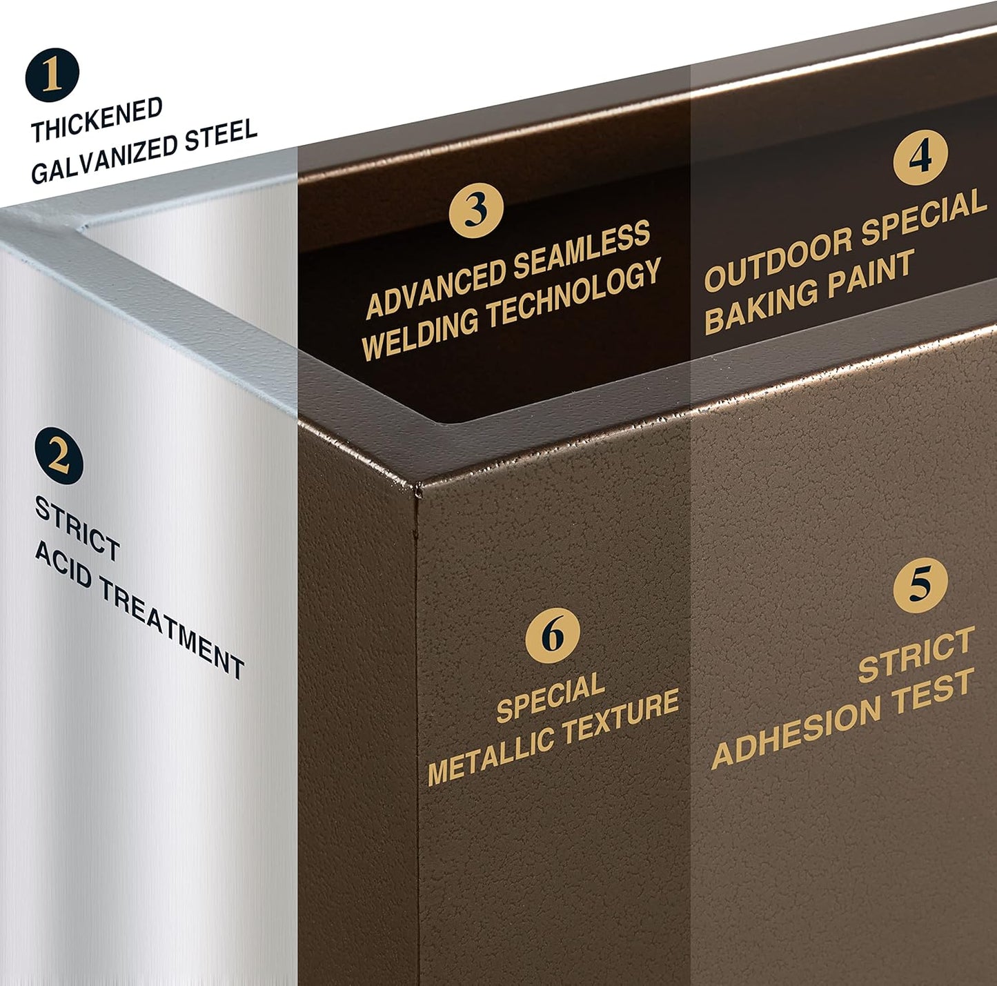 Metallic Heavy Planter for Outdoor Plants, 38Lx10Wx30H Inches Tall and Long Metal Divider Planter Box for Outside & Indoor, No Assembly Required (Espresso)