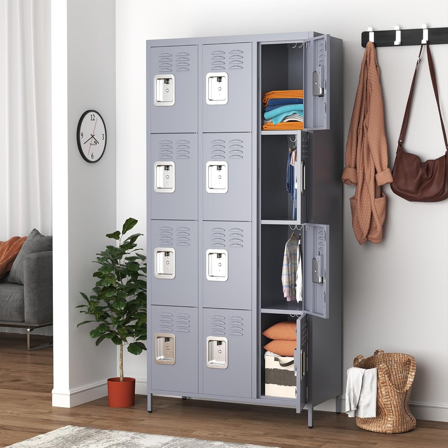 Metal Lockers for Employees, Storage Employee Locker, 72" Storage Lockers with Shelves Steel Cabinet for Home (Gray, 12 Door)