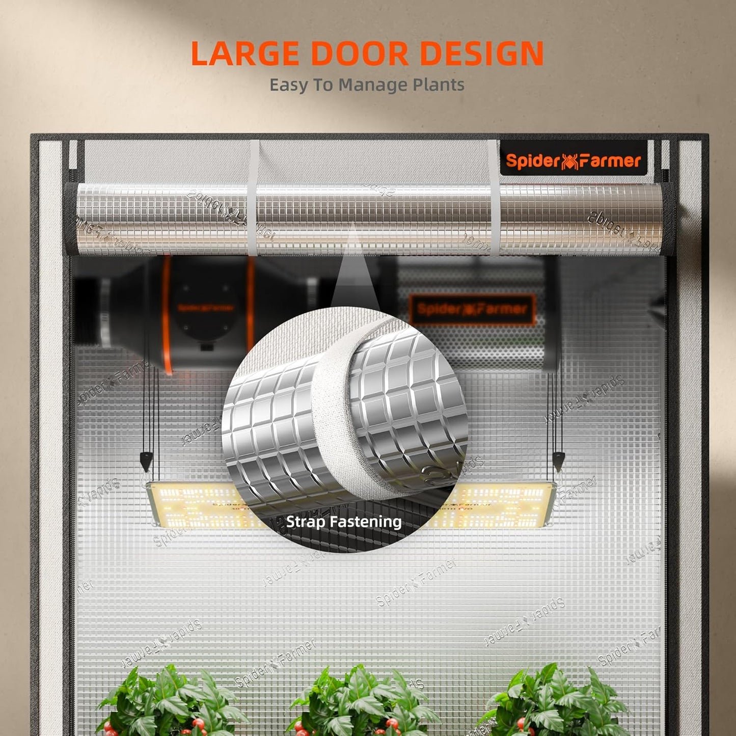 Spider Farmer Pro Series 4.6x2.3x6.6 Grow Tent, 55"x28"x80" with Roll-up Door, Observation Window Floor Tray, 2000D Thicken Mylar Canvas, 4x2 for Hydroponic Indoor Growing for SF2000, SE4500, G4500