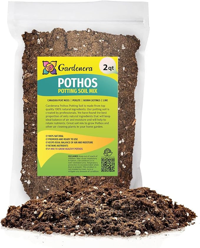 Premium Pothos Potting Soil Mix - Air Cleaning Plant Potting Mix, Soil Mix for Pothos, Parlor Palm, Peace Lily - (2 Quart Bag)