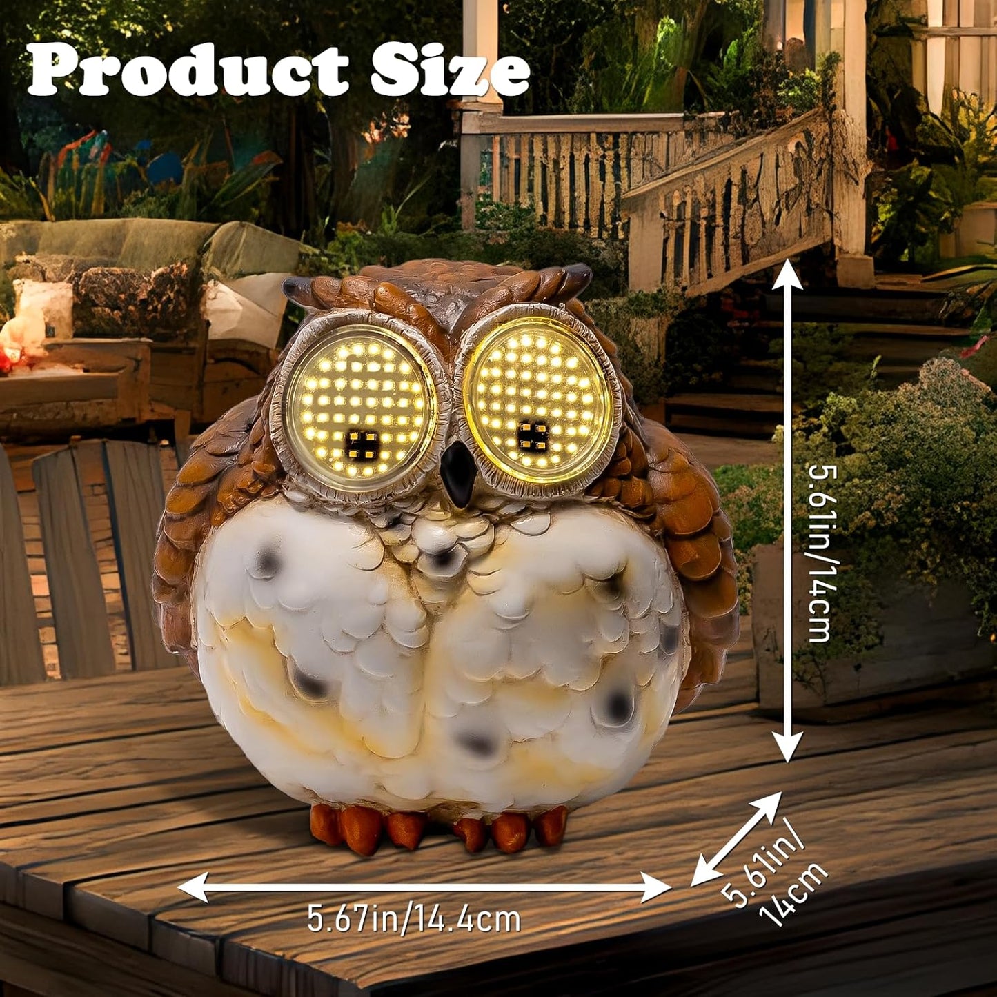 Solar Garden Owl Statue with Moving LED Eyes, Owls Figurine Outdoor Decorations Sculpture for Patio, Yard, Lawn, Porch, Home Ornament, Christmas Housewarming Gifts for Women Mom