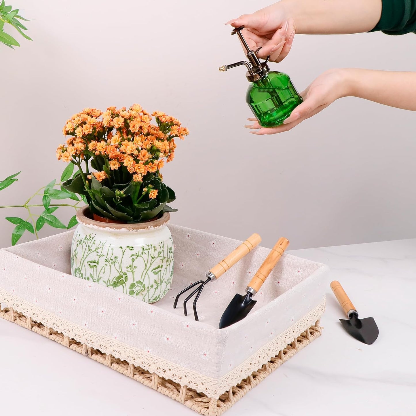 Vintage Ceramic Ice Crack Flower Pot with Drainage Holes, Country Rustic Planters for Indoor and Outdoor,Tuscan Decor,Home,Living Room, Garden Decor, Gardening Gift (Asian)