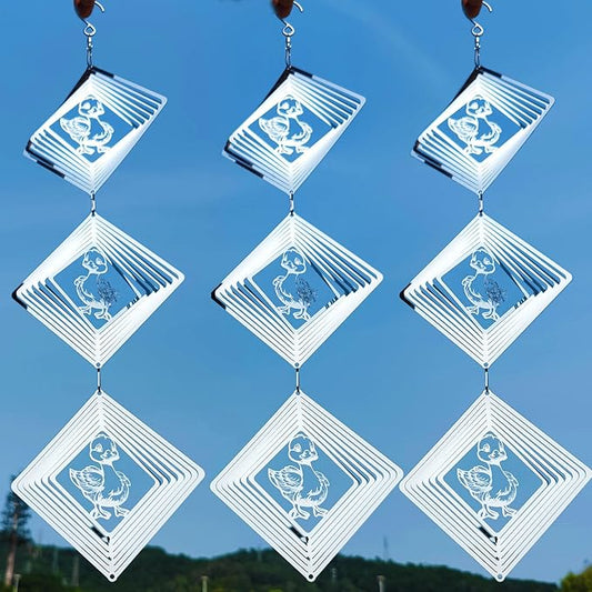 Bird Deterrents for Outside, Reflective Stainless Steel Wind Spinner, Ducks Wind Spinners Outdoor Garden Decor, Bird Scare Devices to Keep Woodpeckers, Pigeons Away from Your House, Patio, Orchards