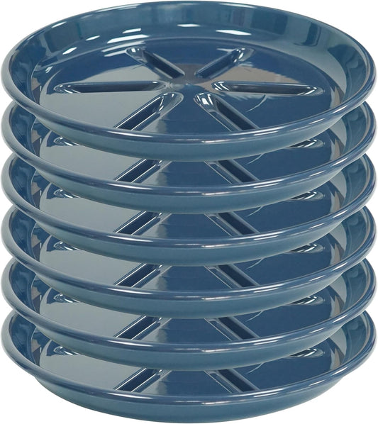 6 Pack of Plant Saucer 12 inch, Large Heavy Duty Plastic Saucers Round, Plant Drip Trays for Indoors Outdoor, Plant Water Tray for Planters, Blue
