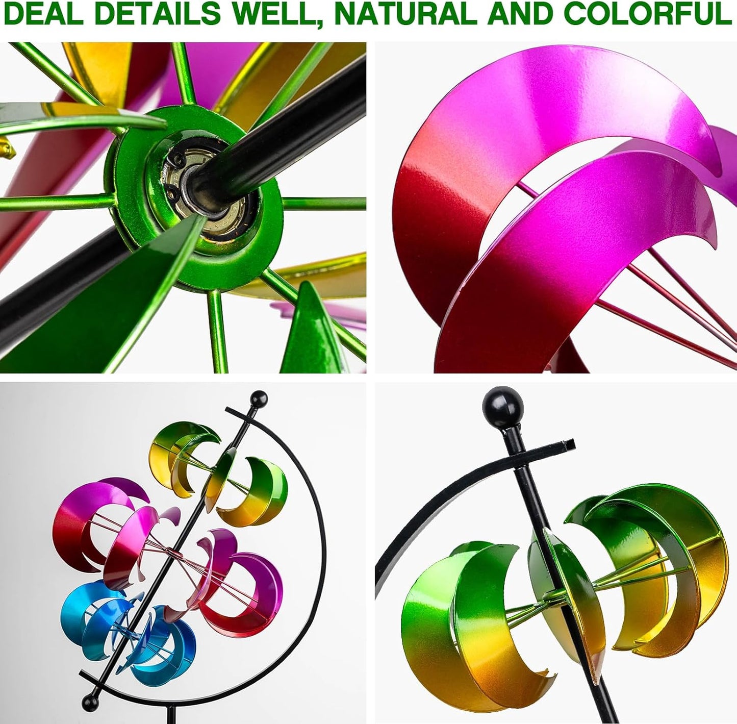 Wind Spinner for Garden and Yard - Large Metal Kinetic Wind Sculpture for Outdoor Decor (Moons)