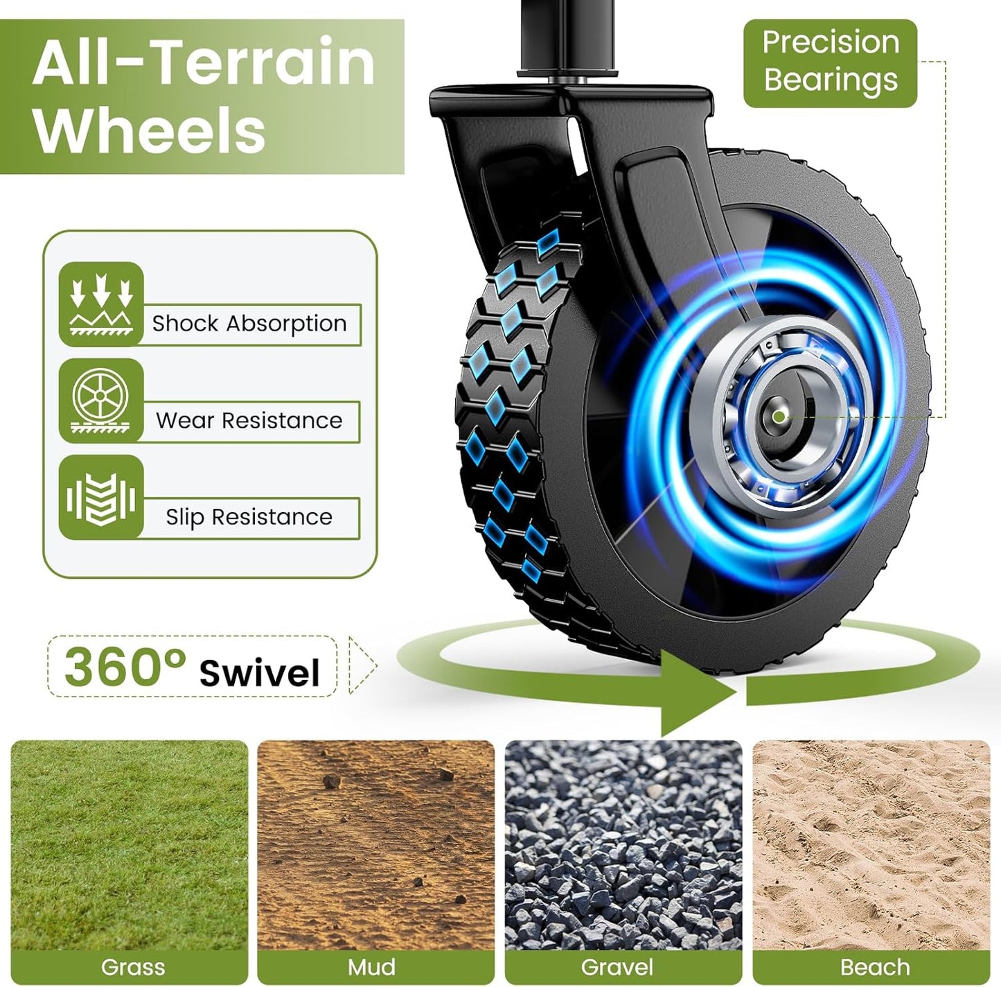 220LBS Foldable Wagon with All-Terrain Wheels, Portable Wagon Cart with Extended Tailgate, Adjustable Handle, Utility Cart for Camping, Shopping, Garden, Sports, Grocery, Black