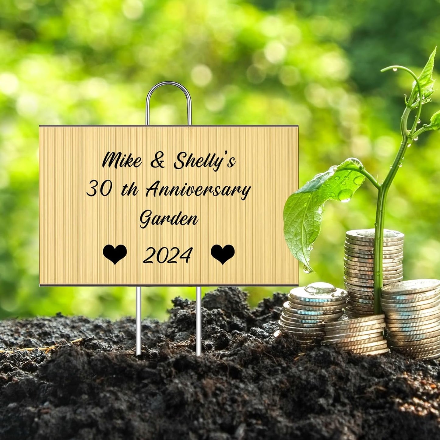 Landhoow 12 Pcs Large Garden Plant Markers Metal Plant Labels Sign 4'' x 6'' with 11'' Stake Weatherproof Waterproof Garden Sign for Outdoor Seedlings Herbs Vegetable Greenhouse, Gold