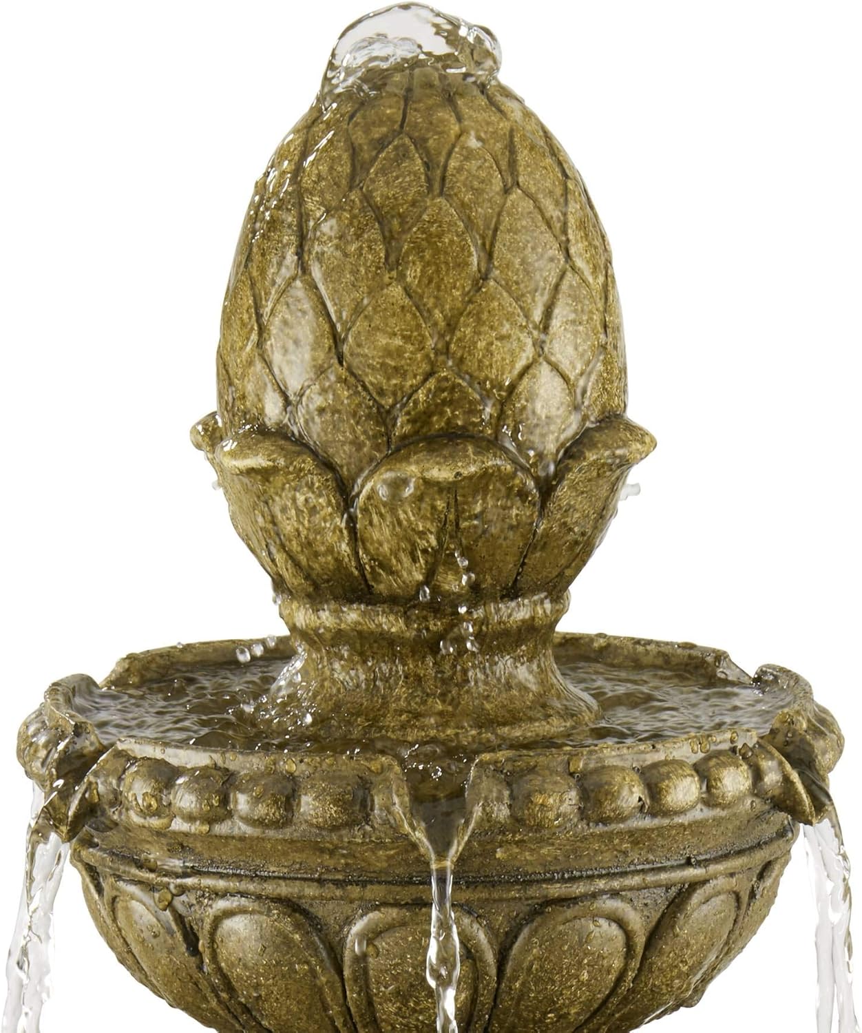 Sag Harbor 66" High Large Italian Outdoor Decor Sand Stone Floor Fountain with Light LED Waterfall 4-Tier Standing Basin Water Feature for Outside Garden Patio Yard Backyard Porch - John Timberland