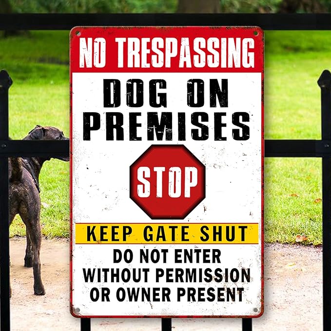 Beware Of Dog Signs For Fence No Trespassing Dog On Premises Sign For Garden Dogs Warning Signs For Property Funny Metal Tin Signs Dog In Yard Sign Do Not Enter Sign 12 X 8 Inch