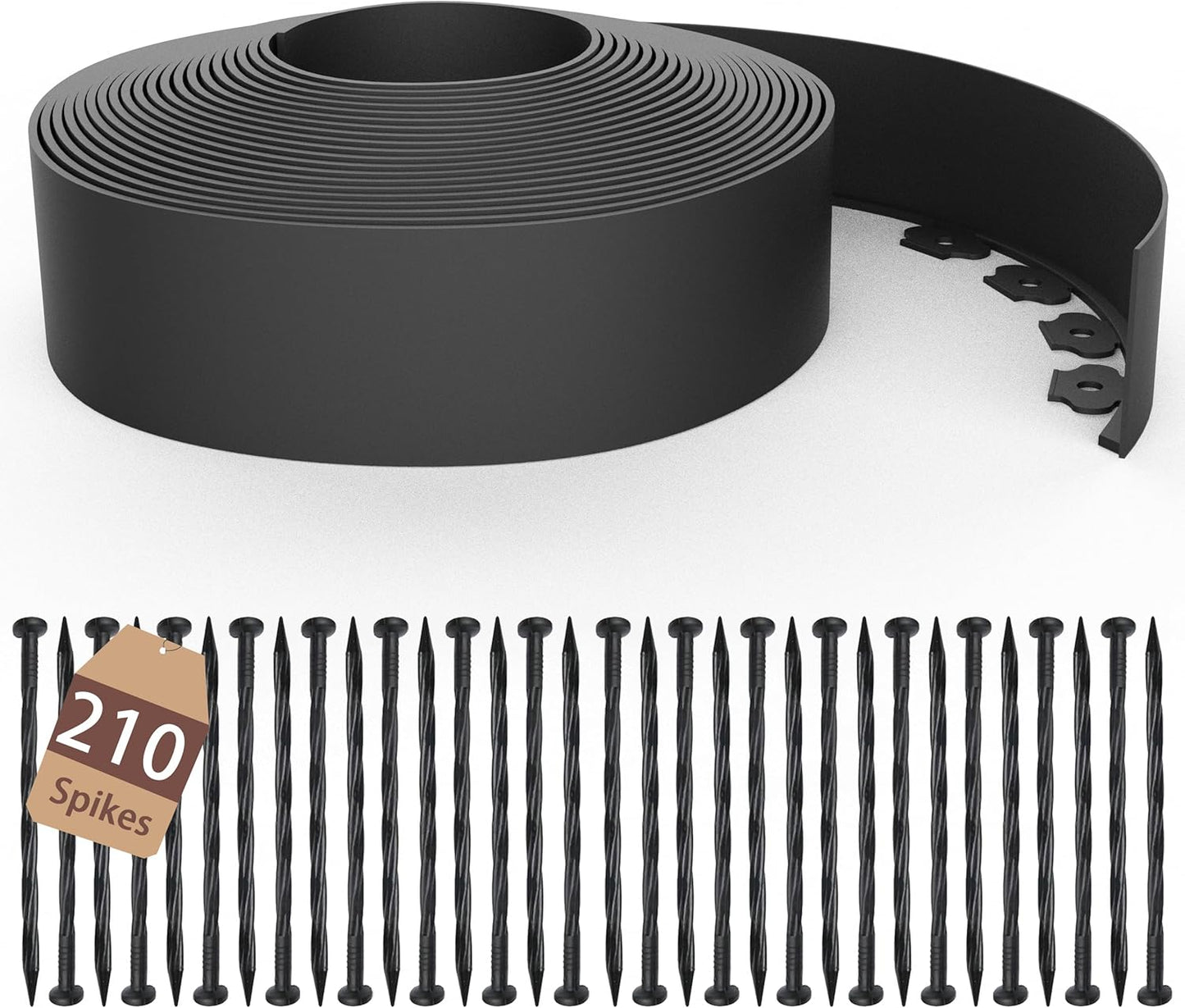 4 inch Tall Landscape Edging Kit 120FT Garden Edging with Spikes for Lawn Edging and Flower Beds (Black, 120FT)