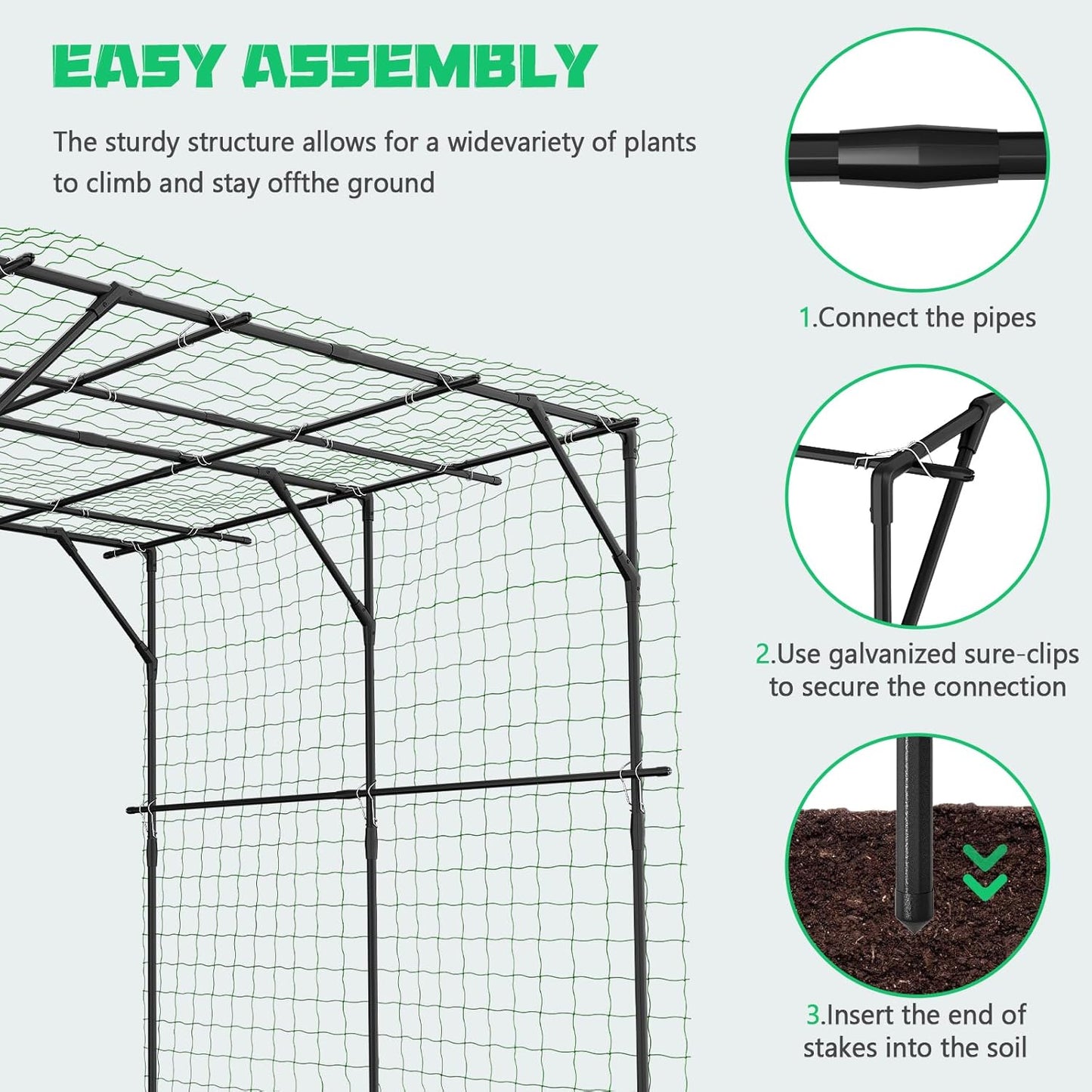 DoCred Tall Garden Arch Trellis for Climbing Plants, 79in Tall Metal Plant Support Trellis Archway for Climbing Vine Vegetable/Fruit/Flower Outdoor Yard Lawn Garden Arch Tunnel Trellis