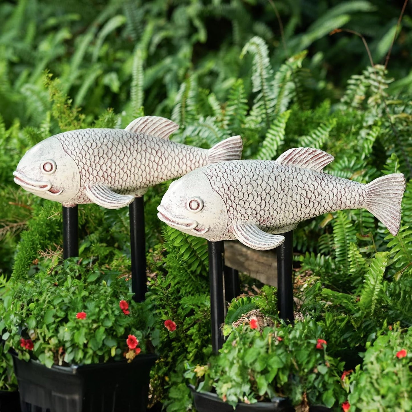 Set of 2 Koi Fish Decor, Large Outdoor Garden Statues, Pond Accessories, Yard Decor, Real Fish Sculpture Art, Koi Pond Kit, Statues for Yard Ornaments Sculpture Garden for Outdoors