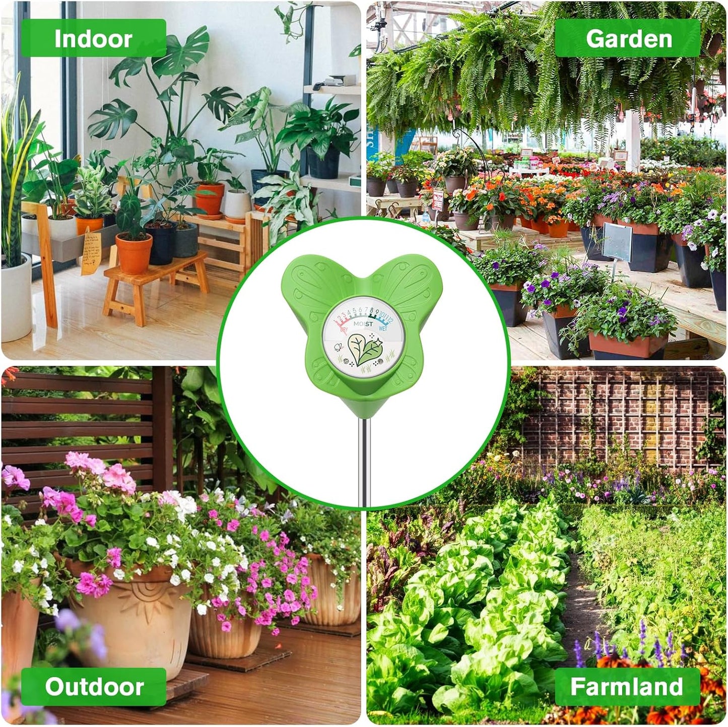 UNIWA Soil Moisture Meter, Plant Water Meter for House Plants and Indoor Potted Plants, Soil Moisture Monitor for Garden, Farm, and Lawn Plant Care, No Battery Needed- 2pack