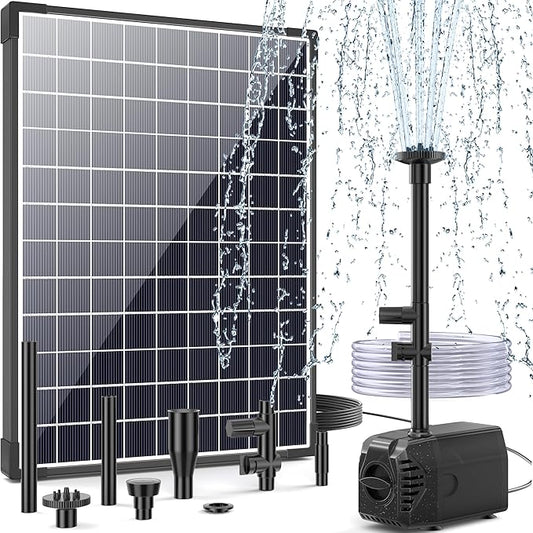 POPOSOAP 25W Solar Water Fountain Pump, Solar Water Pump with Flow Adjustable, Solar Pond Pump Pump with Dry-Run Protection & Diverter Valve for Ponds, Garden, Fish Tank, Waterfall, Hydroponics