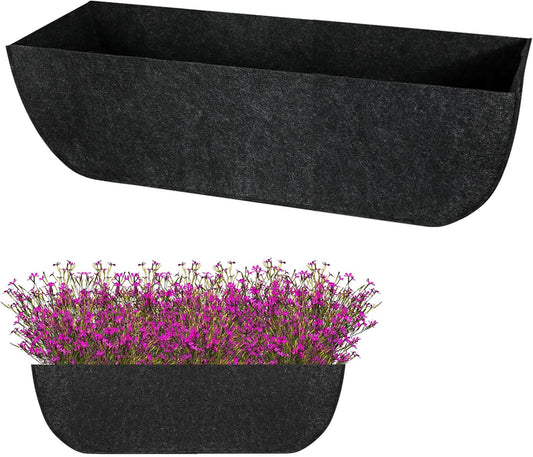 1-Pack 36in Planter Liners - Breathable Felt Hanging Basket and Window Box Liners - Prevent Root Suffocation and Bird Damage - Black
