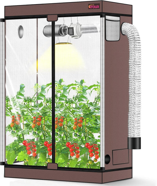ATOUR 4x2 Grow Tent, 48"x24"x72''High Reflective Mylar 1680D Hydroponic Grow Tents, Waterproof Grow Tent with Double Cleart Observation Door and Floor Tray, for Indoor Plant Growing