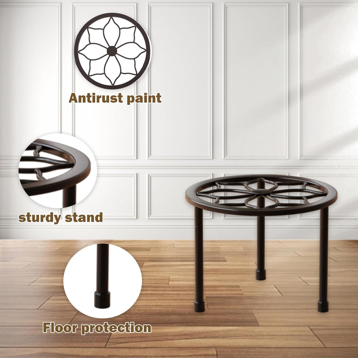 Metal Plant Stand Indoor Outdoor,Indoor Plant Stands for Patio Rust Proof,Heavy Duty Flower Pot Stands for Multiple Plant,Brown Potted Plant Holder for Garden Home (5 Pack Brown)