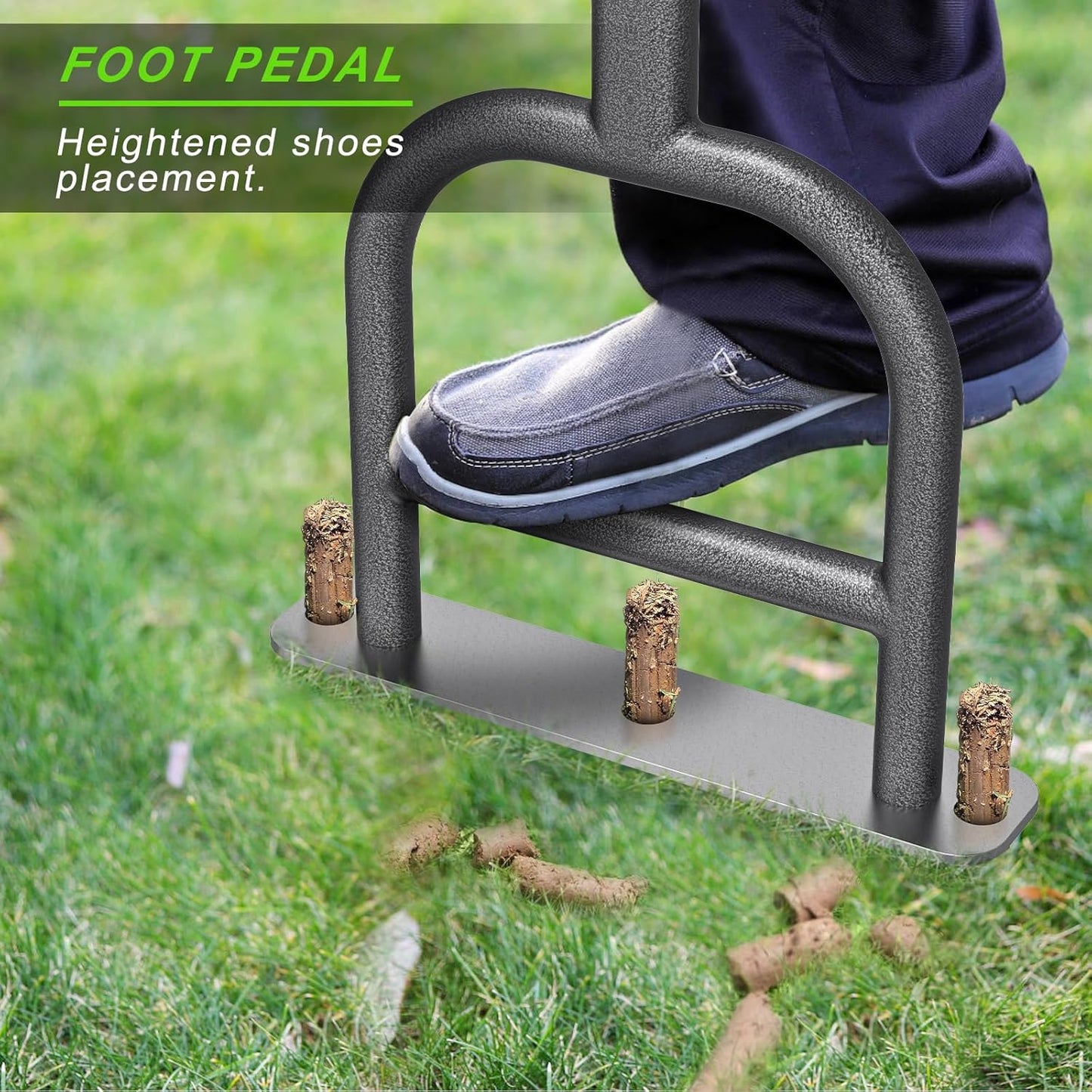 Dolibest Lawn Coring Aerator, Stainless Steel 3 Corer Plug Aerator Tool with Soft Rubber Grip, Manual Grass Aerating Tool, Garden Tool & Cleaning Hand Tool for Loosening Soil and Improving Lawn Health