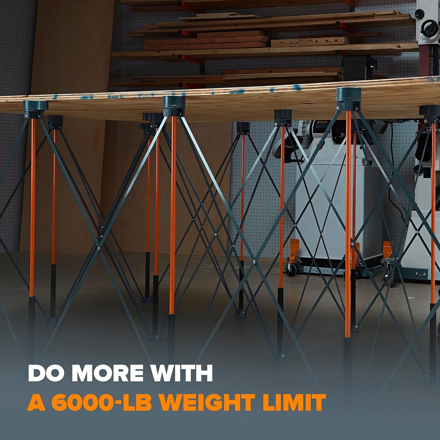 BORA Centipede CT15 36 inch Tall Portable Folding Workstand With Carry Strap, Collapsible Workbench, Construction table, Support, Sawhorse, 4Ft X 8Ft, 36 inch work height, 6000lb weight capacity