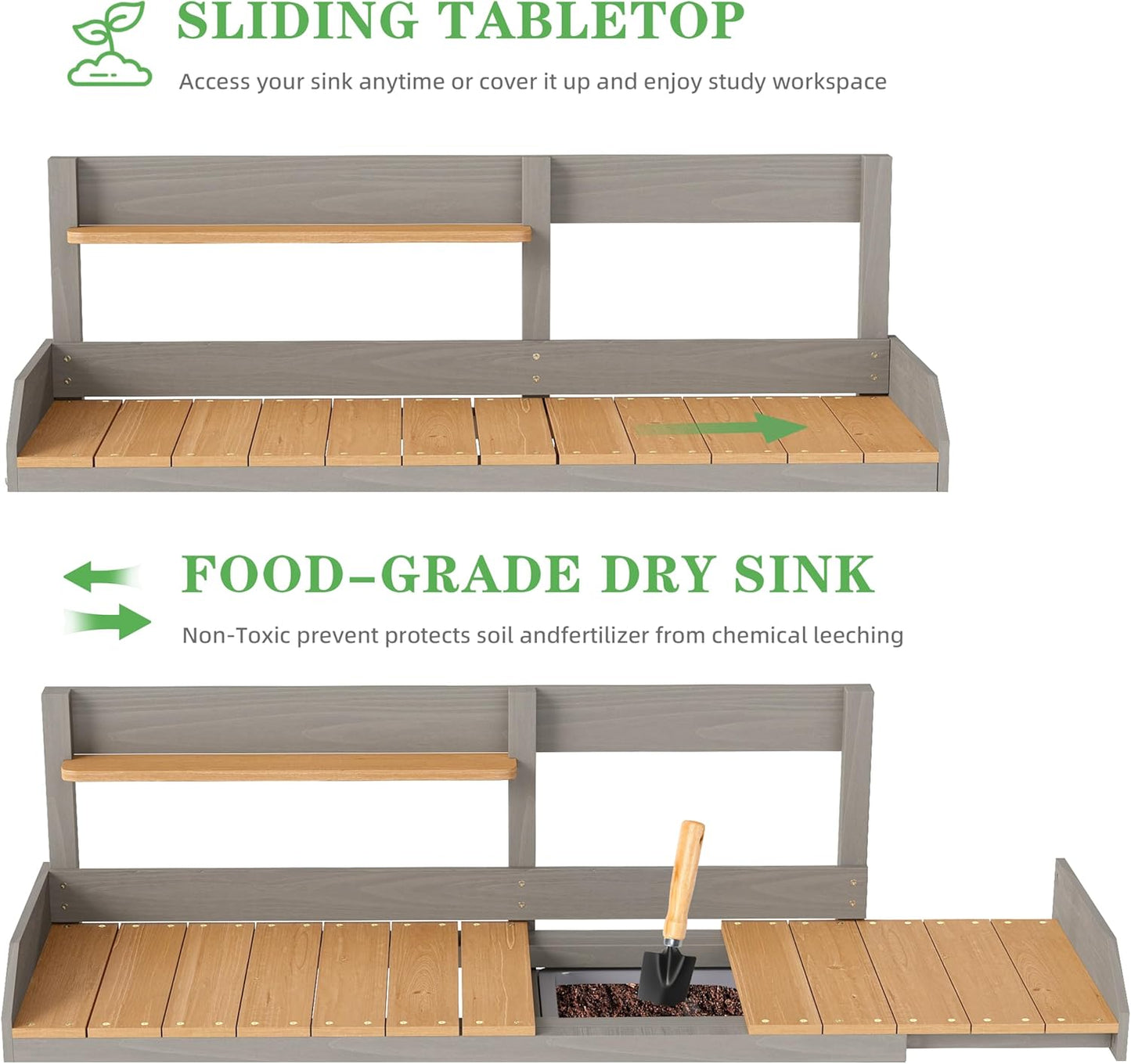 Wooden Potting Bench Table with Sink,Outdoor Garden Table Work Bench with Storage, Workstation for Outside Lawn Patio