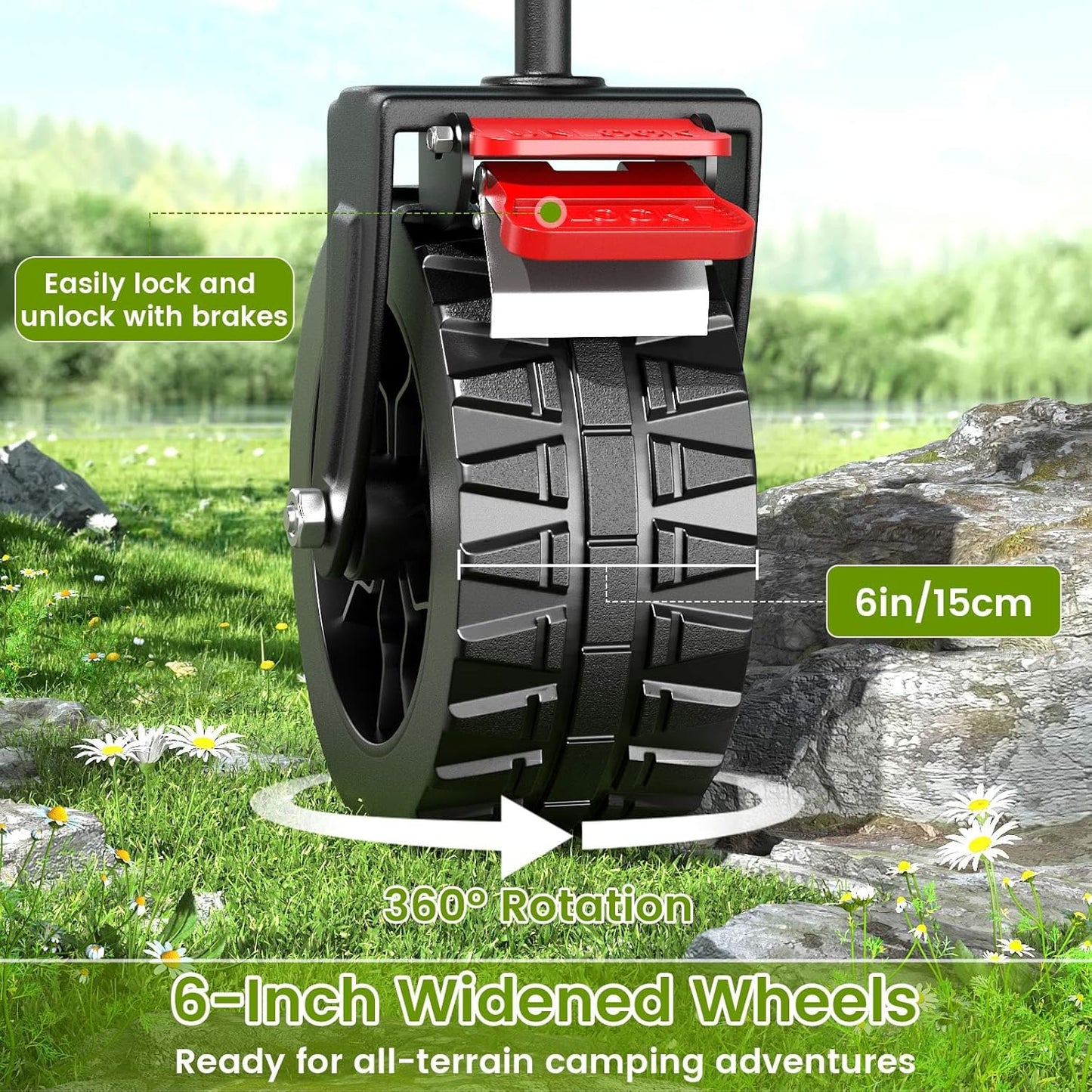 Folding Wagon Cart with Wheels, 180L 330LBS Heavy Duty Utility Wagon, Beach Wagon with All-Terrain Wheels, Portable Grocery Wagons for Camping, Shopping, Garden, Sports, Black